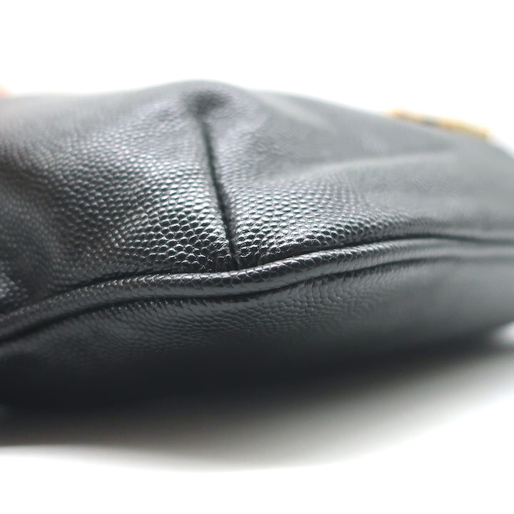 Saint Laurent Cassandre Classic Monogram Belt Bag Black Grain de Poudre Leather