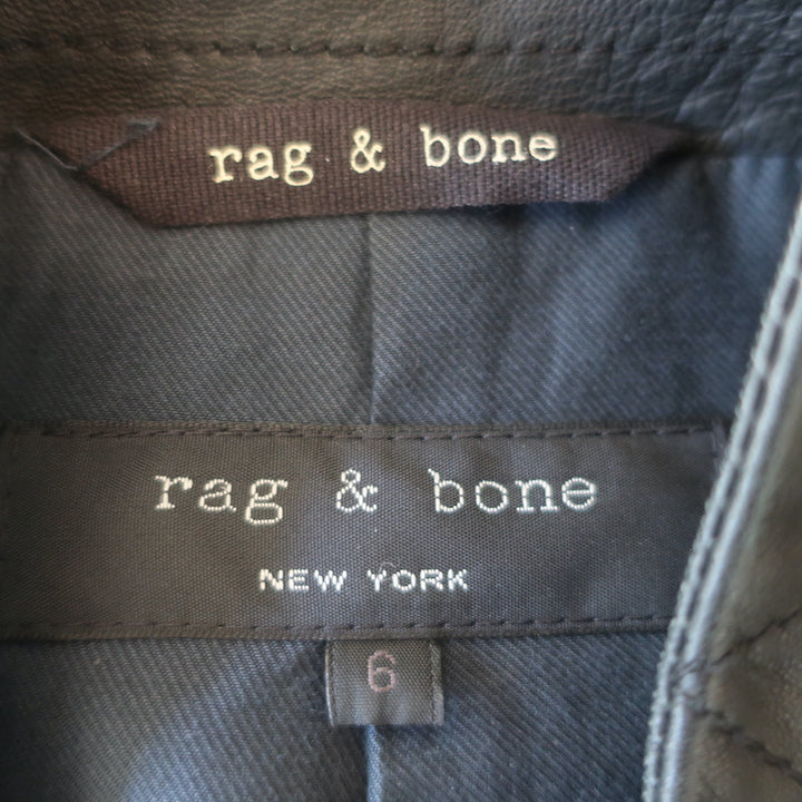 Rag &amp; Bone Leather Quilted-Sleeve Jacket Black Size 6