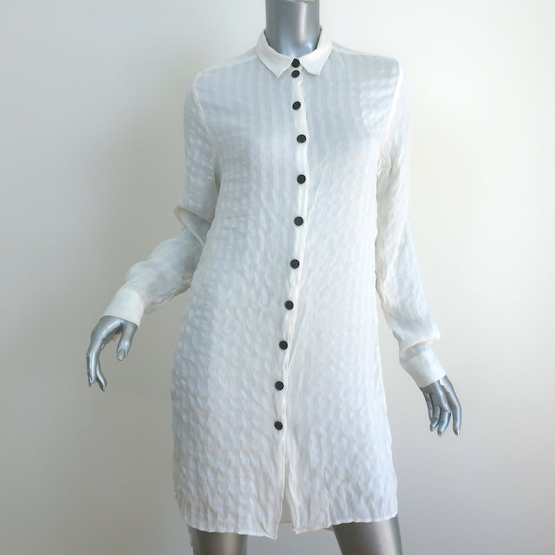 Christian Dior Button Down Tunic Mini Dress White Striped Silk-Blend S Celebrity Owned Christian Dior Button Down Tunic Mini Dress White Striped Silk-Blend S Celebrity Owned