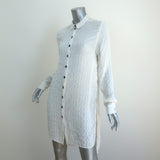 Christian Dior Button Down Tunic Mini Dress White Striped Silk-Blend Size US 6