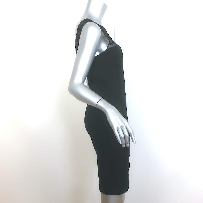 Emilio Pucci Lace-Yoke Sleeveless Mini Dress Black Stretch Knit Size 42