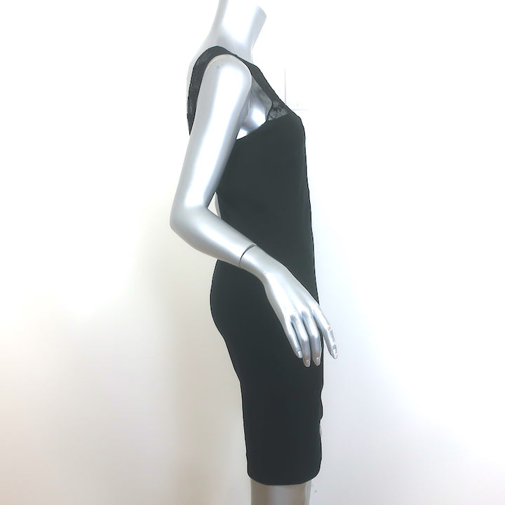 Emilio Pucci Lace-Yoke Sleeveless Mini Dress Black Stretch Knit Size 42