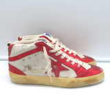Golden Goose Mid Star Sneakers Red Metallic & White Leather Size 38 NEW