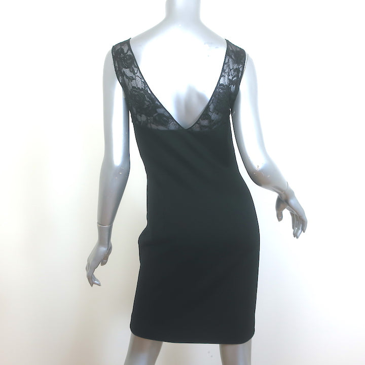 Emilio Pucci Lace-Yoke Sleeveless Mini Dress Black Stretch Knit Size 42