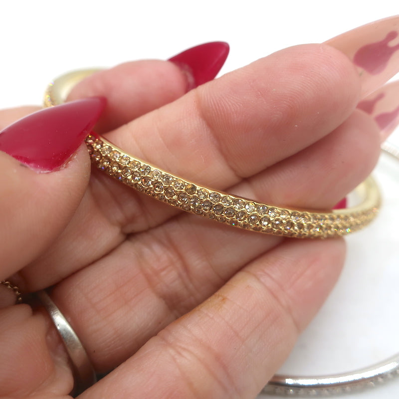 Crystal Pave Intertwined Bangle Bracelets Gold &amp; Silver