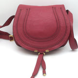 Chloe Marcie Medium Crossbody Saddle Bag Red Grained Leather