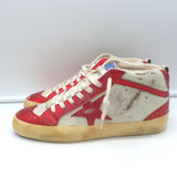 Golden Goose Mid Star Sneakers Red Metallic & White Leather Size 38 NEW