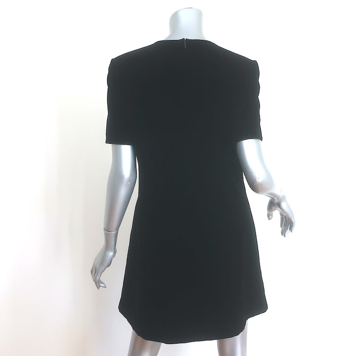 Saint Laurent Velvet Short Sleeve A-Line Mini Dress Black Size 42