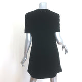 Saint Laurent Velvet Short Sleeve A-Line Mini Dress Black Size 42