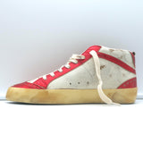 Golden Goose Mid Star Sneakers Red Metallic & White Leather Size 38 NEW