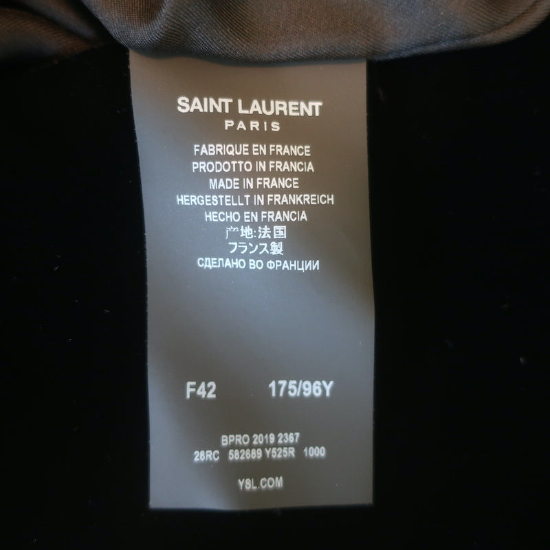 Saint Laurent Velvet Short Sleeve A-Line Mini Dress Black Size 42