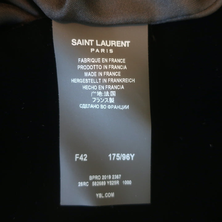 Saint Laurent Velvet Short Sleeve A-Line Mini Dress Black Size 42