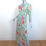 RIXO Selma Midi Dress Mint/Multicolor Floral Print Silk Size Small NEW