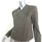 Helmut Lang Draped Moto Jacket Olive Stretch Cotton Size Small