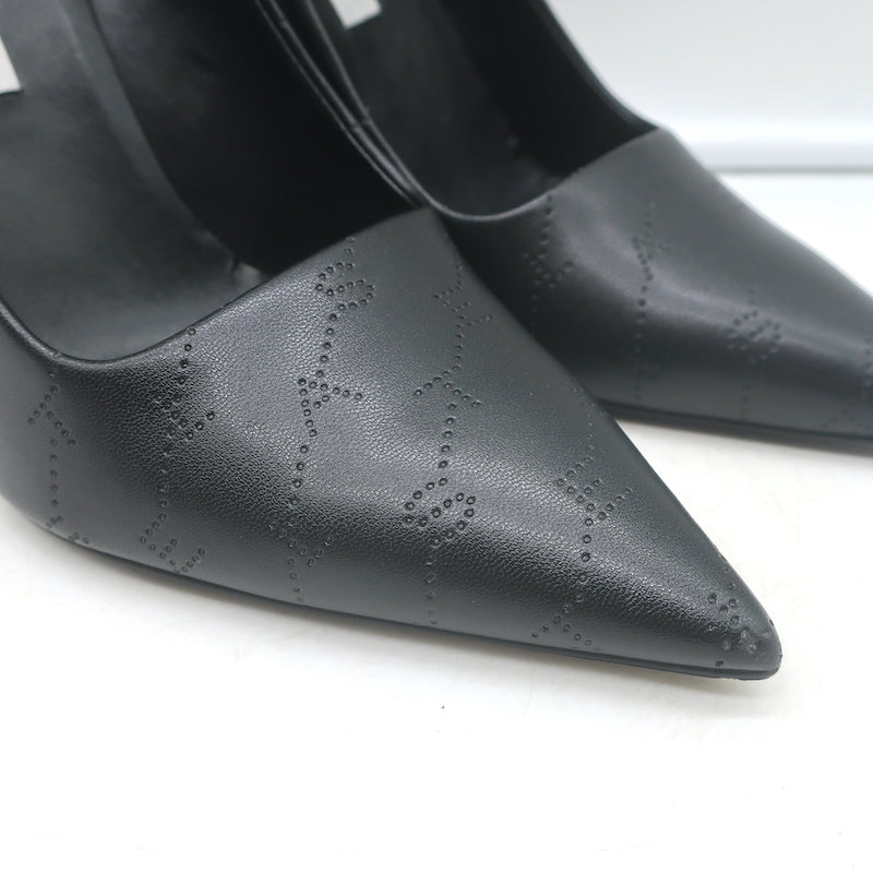 Stella McCartney Perforated Logo Pumps Black Faux Leather Size 38 NEW