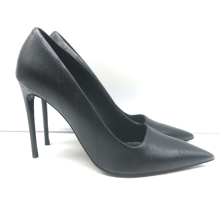 Stella McCartney Perforated Logo Pumps Black Faux Leather Size 38 NEW
