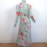 RIXO Selma Midi Dress Mint/Multicolor Floral Print Silk Size Small NEW