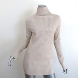 Jil Sander Gingham Long Sleeve Turtleneck Top Beige/White Cotton-Blend Size 36
