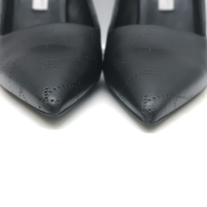 Stella McCartney Perforated Logo Pumps Black Faux Leather Size 38 NEW