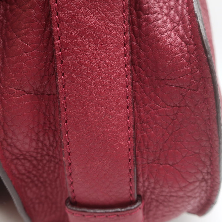 Chloe Marcie Medium Crossbody Saddle Bag Red Grained Leather