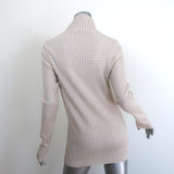 Jil Sander Gingham Long Sleeve Turtleneck Top Beige/White Cotton-Blend Size 36