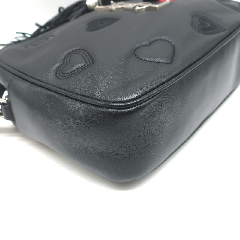 Saint Laurent Monogram Lou Hearts Camera Bag Black Leather Crossbody