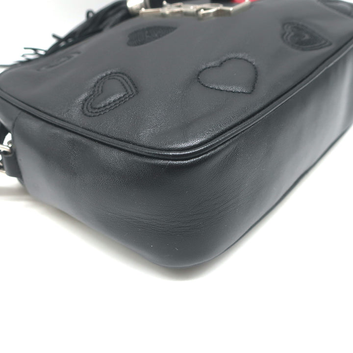 Saint Laurent Monogram Lou Hearts Camera Bag Black Leather Crossbody