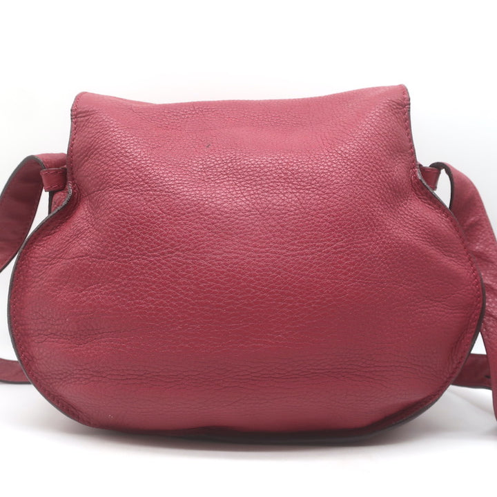 Chloe Marcie Medium Crossbody Saddle Bag Red Grained Leather