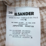 Jil Sander Gingham Long Sleeve Turtleneck Top Beige/White Cotton-Blend Size 36