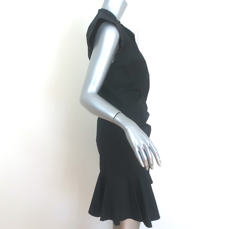 Veronica Beard Fountain Ruched Shirt Dress Black Stretch Cotton Size 6