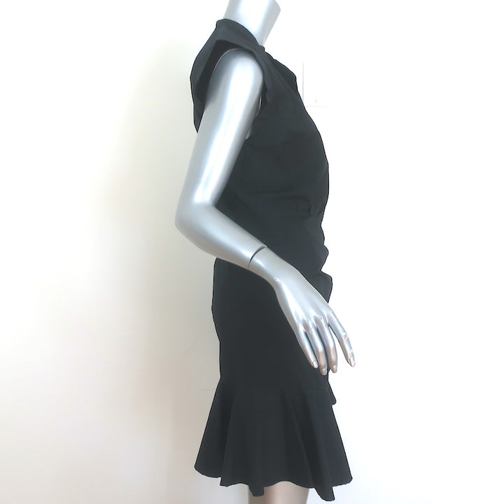 Veronica Beard Fountain Ruched Shirt Dress Black Stretch Cotton Size 6