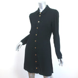 Reformation Hugh Mini Dress Black Crepe Size 10 Long Sleeve Shirtdress NEW