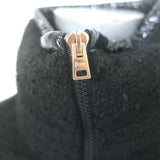 Herno Tweed Down Puffer Jacket Black Cotton-Blend Size 36