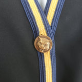 Gucci Tiger Button Striped-Trim Drawstring Mini Dress Black Crepe Size Large