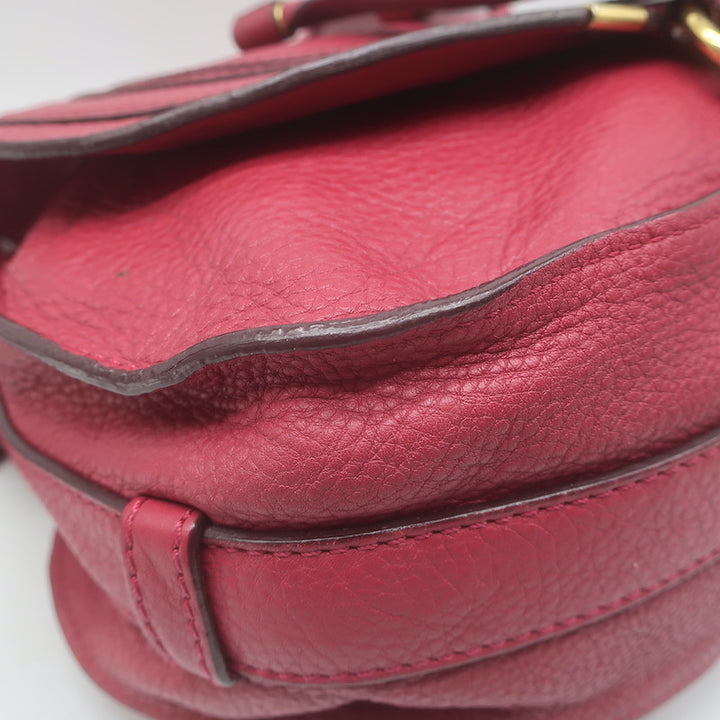 Chloe Marcie Medium Crossbody Saddle Bag Red Grained Leather