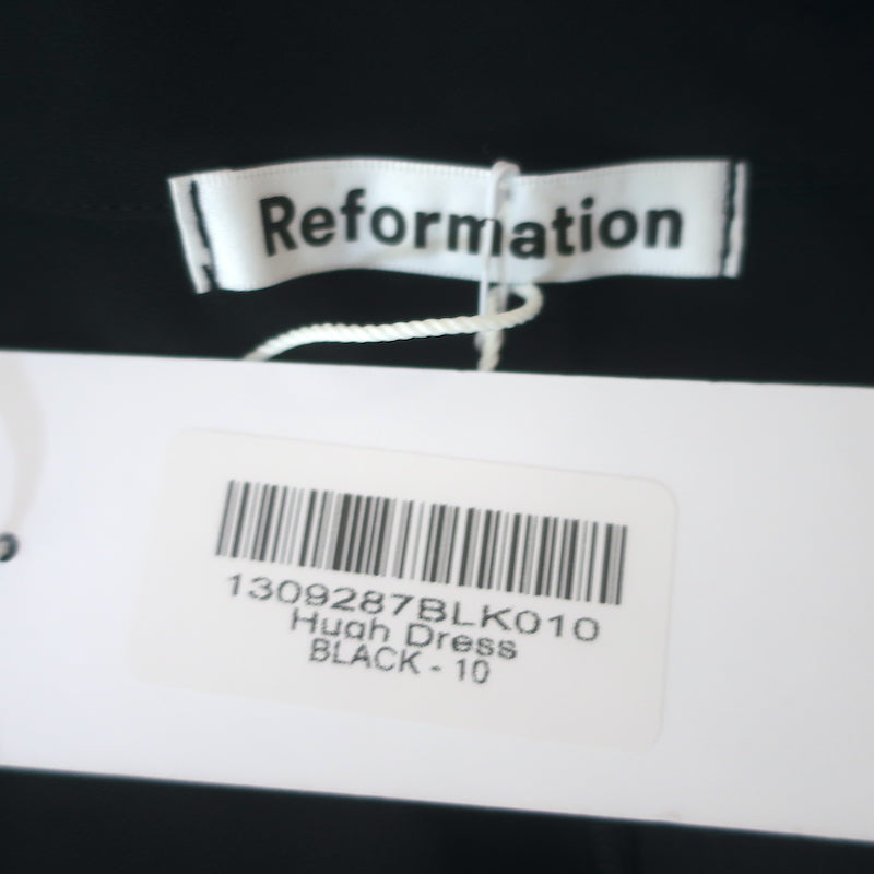 Reformation Hugh Mini Dress Black Crepe Size 10 Long Sleeve Shirtdress NEW