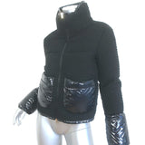 Herno Tweed Down Puffer Jacket Black Cotton-Blend Size 36