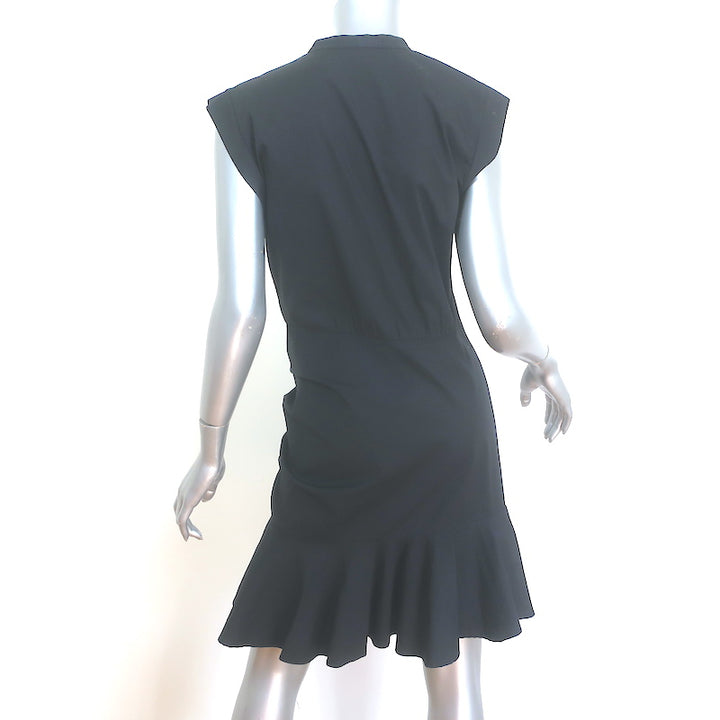 Veronica Beard Fountain Ruched Shirt Dress Black Stretch Cotton Size 6