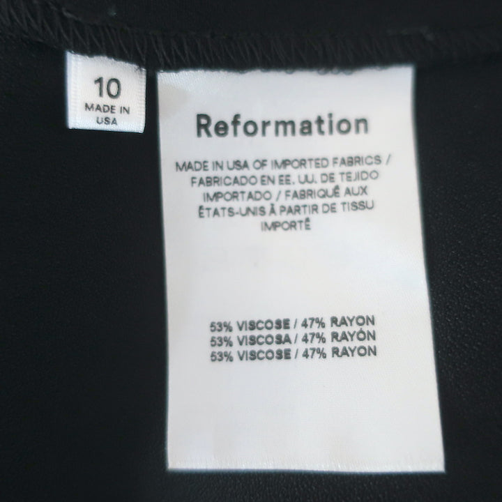 Reformation Hugh Mini Dress Black Crepe Size 10 Long Sleeve Shirtdress NEW