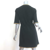 Gucci Tiger Button Striped-Trim Drawstring Mini Dress Black Crepe Size Large