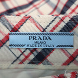 Prada Plaid Pleated Midi Skirt Ivory/Red/Navy Virgin Wool Size 40