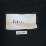 Gucci Tiger Button Striped-Trim Drawstring Mini Dress Black Crepe Size Large