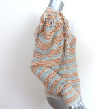 Ulla Johnson Arquette Fringe Sweater Beige/Orange Striped Knit Size Small
