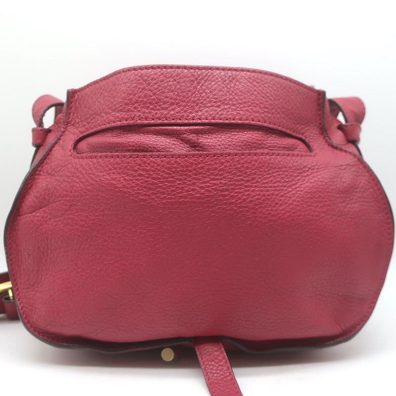 Chloe Marcie Medium Crossbody Saddle Bag Red Grained Leather