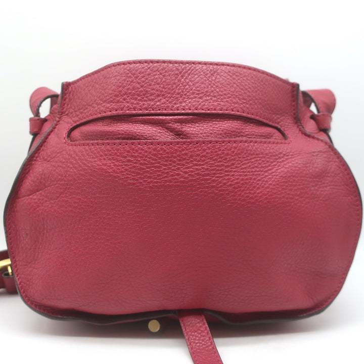 Chloe Marcie Medium Crossbody Saddle Bag Red Grained Leather