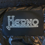 Herno Tweed Down Puffer Jacket Black Cotton-Blend Size 36