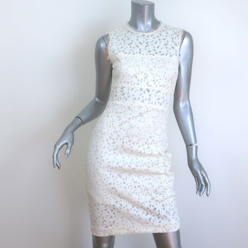 Elizabeth and James Levine Sleeveless Dress Cream Laser Cut Neoprene Size 6 Elizabeth and James Levine Sleeveless Dress Cream Laser Cut Neoprene Size 6