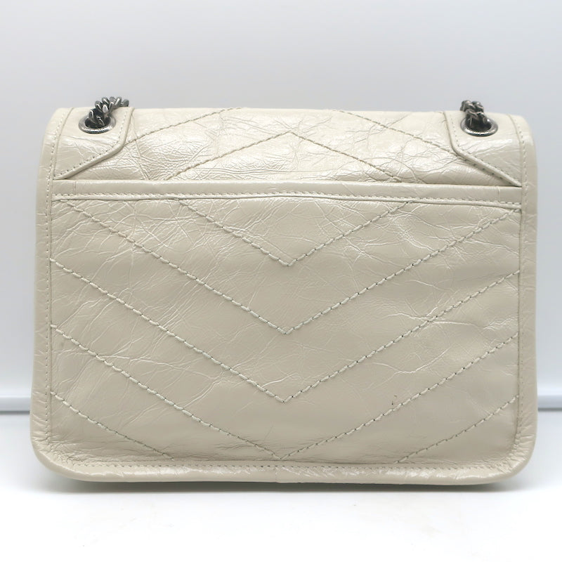 Saint Laurent Baby Niki Shoulder Bag Off-White Vintage Leather Crossbody