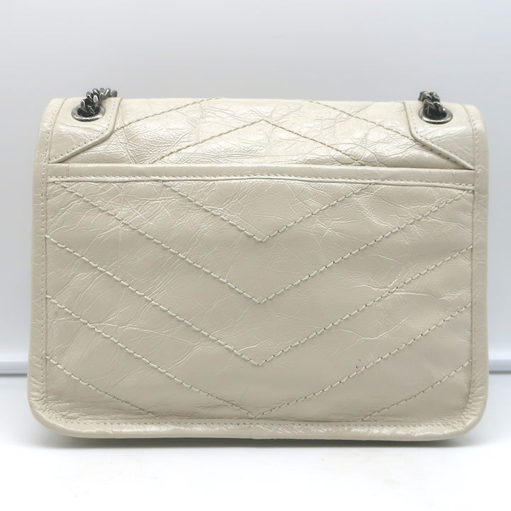 Saint Laurent Baby Niki Shoulder Bag Off-White Vintage Leather Crossbody