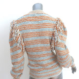 Ulla Johnson Arquette Fringe Sweater Beige/Orange Striped Knit Size Small